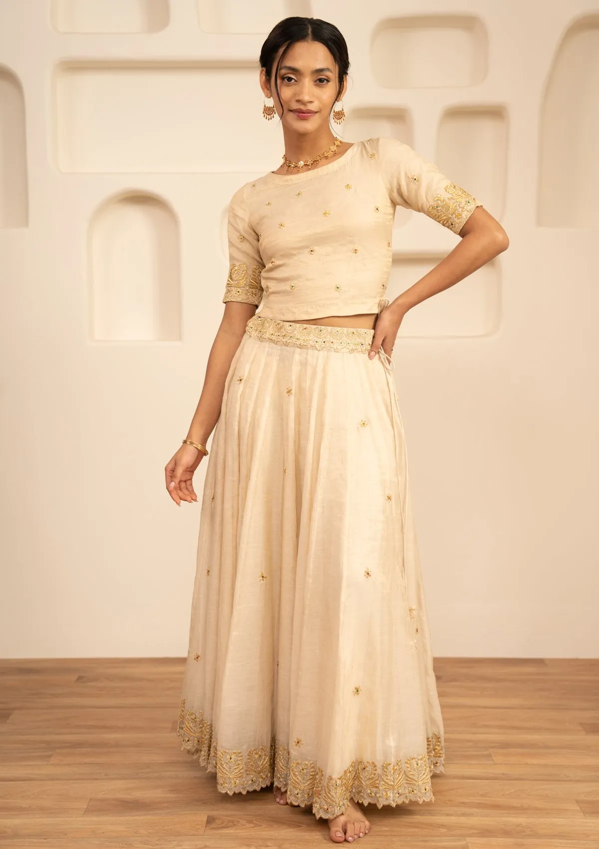 Shayari Tissue Chanderi Skirt & Blouse Set