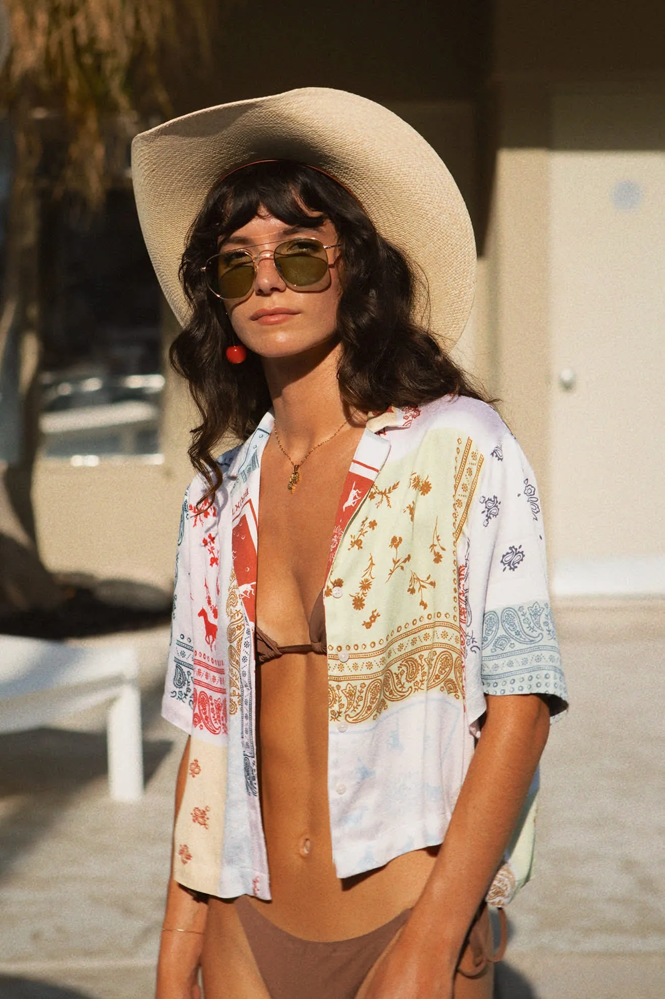 Silky S/S Bowling Button Down - Multi Color Bandana