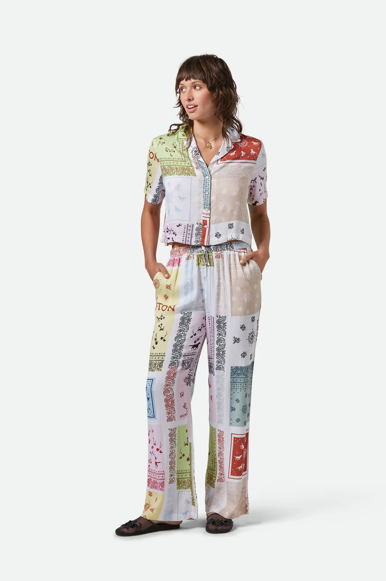 Silky S/S Bowling Button Down - Multi Color Bandana
