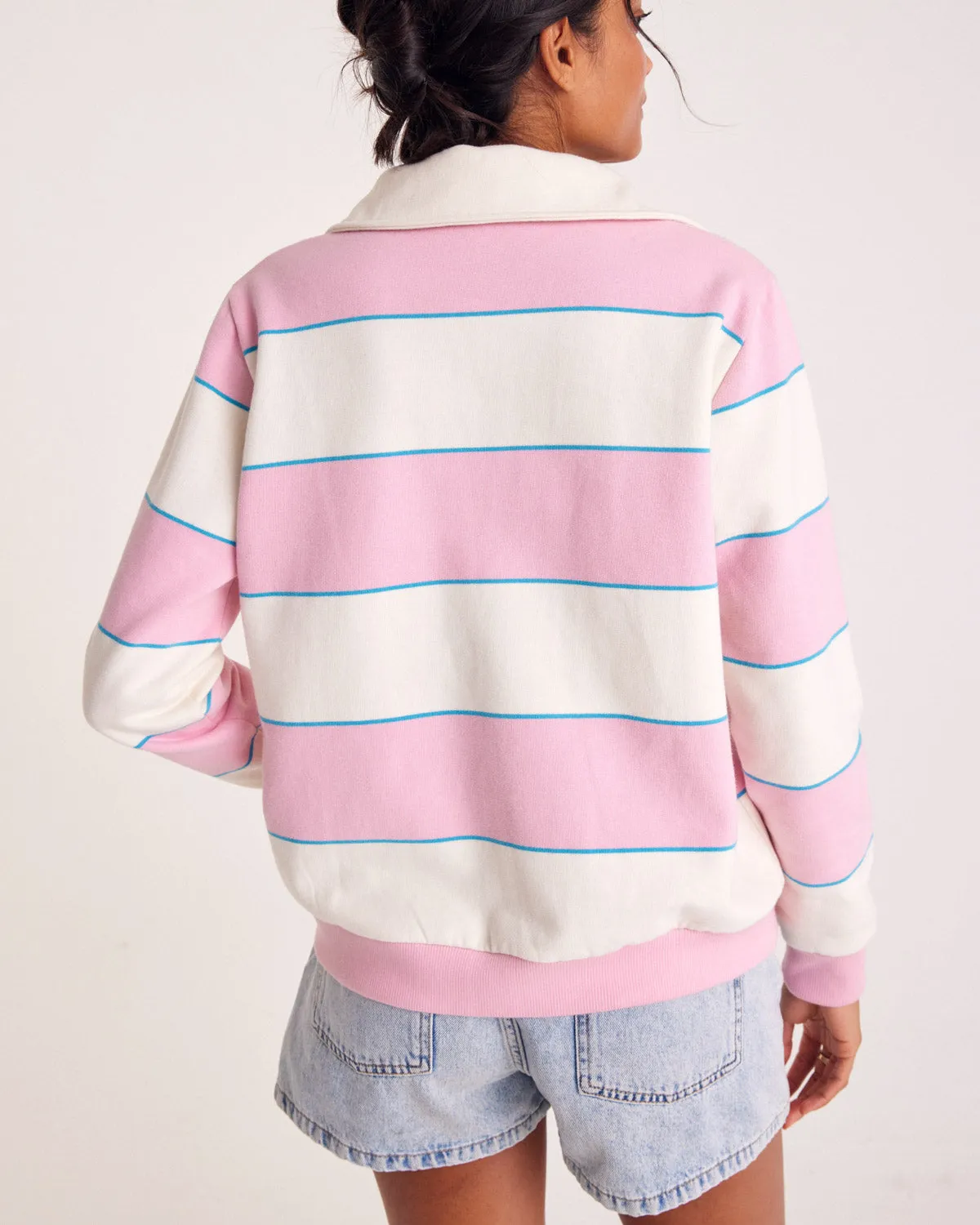 Sweat-shirt Diego rayures rose clair