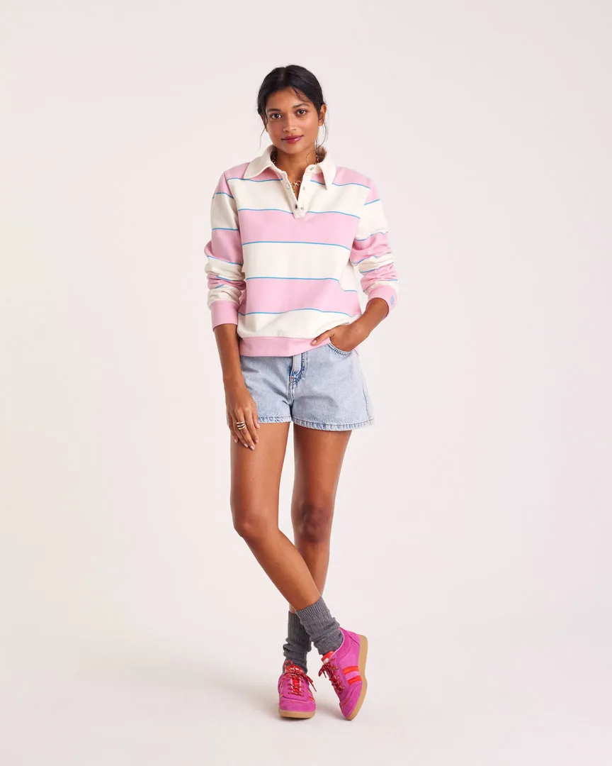 Sweat-shirt Diego rayures rose clair