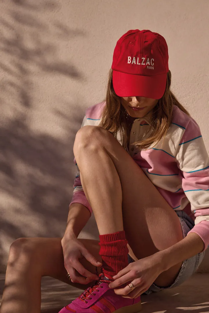 Sweat-shirt Diego rayures rose clair