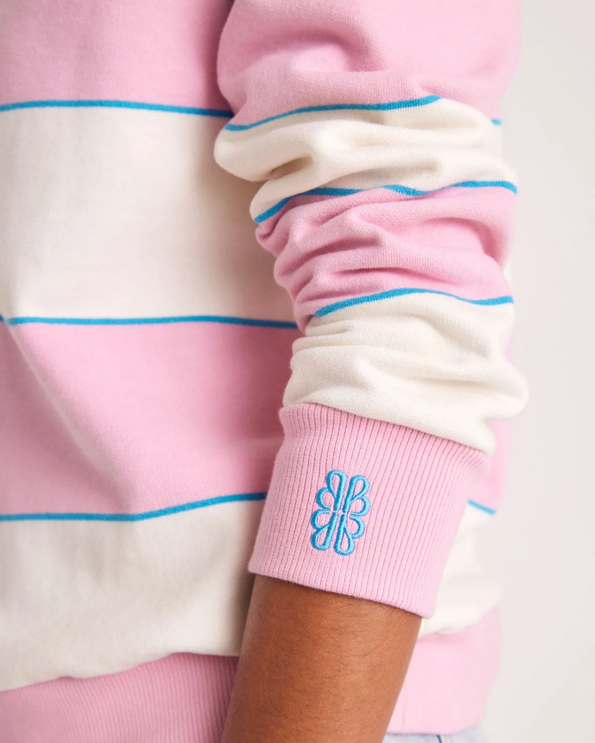 Sweat-shirt Diego rayures rose clair