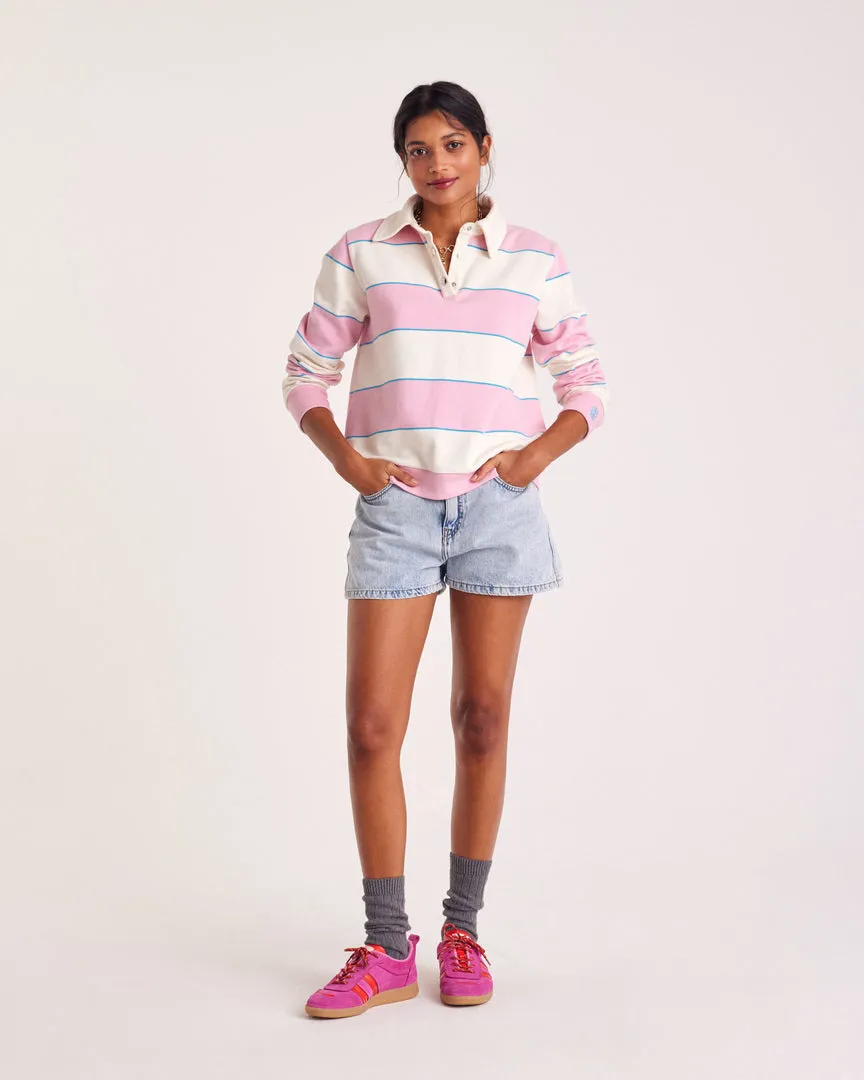 Sweat-shirt Diego rayures rose clair