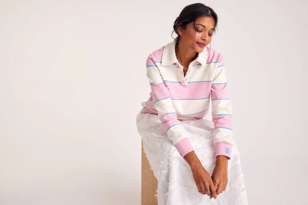 Sweat-shirt Diego rayures rose clair