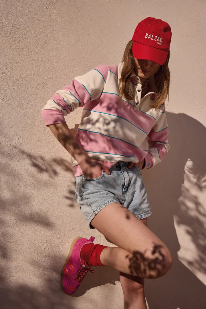 Sweat-shirt Diego rayures rose clair