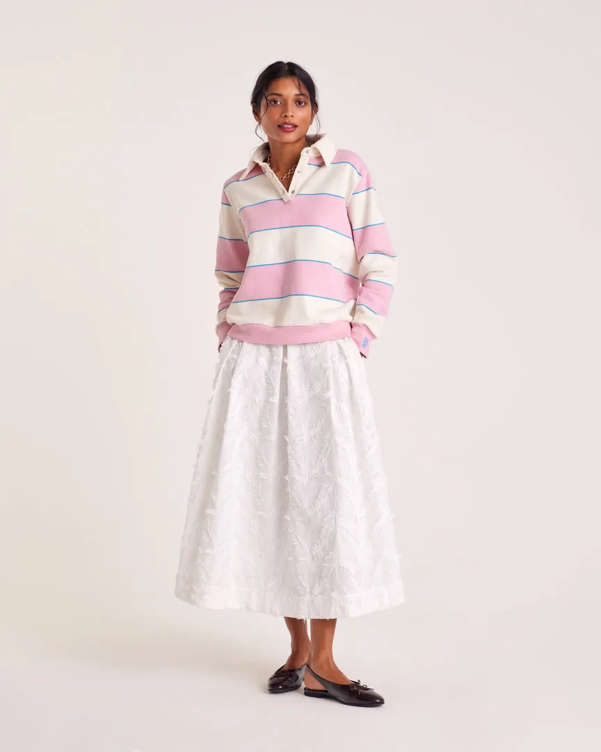 Sweat-shirt Diego rayures rose clair