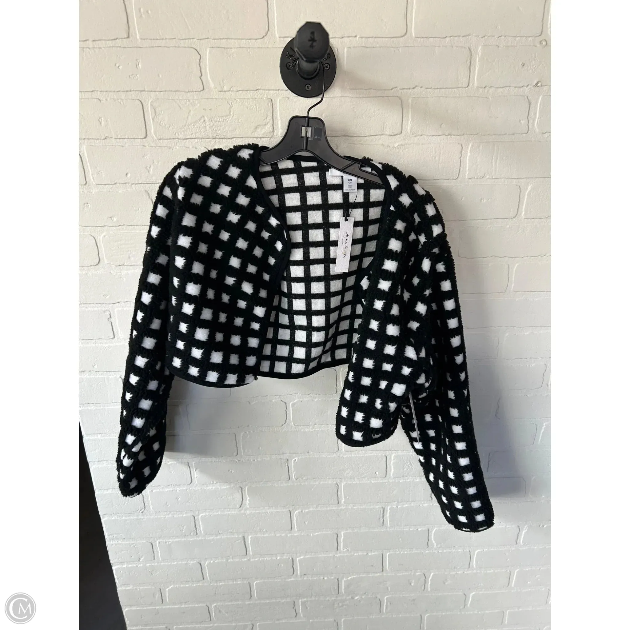 Sweater Cardigan By Cmc In Black & White, Size: Osfm