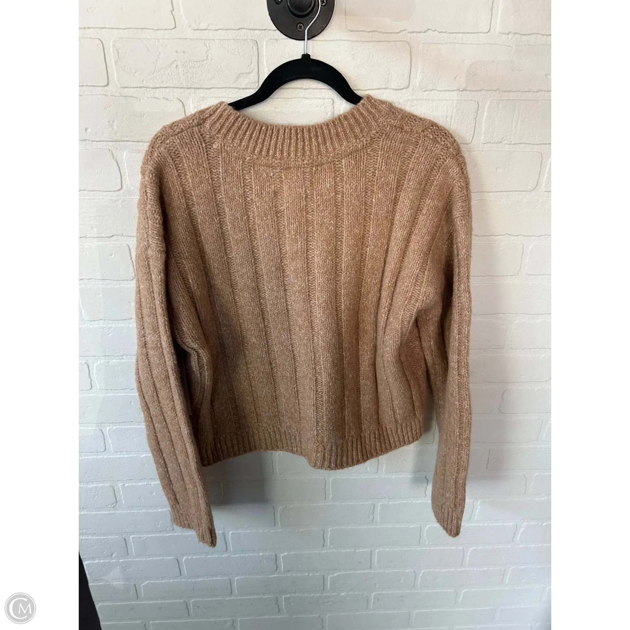 Sweater Cardigan By Lucky Brand In Tan, Size: M