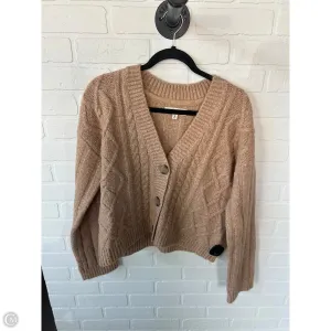 Sweater Cardigan By Lucky Brand In Tan, Size: M
