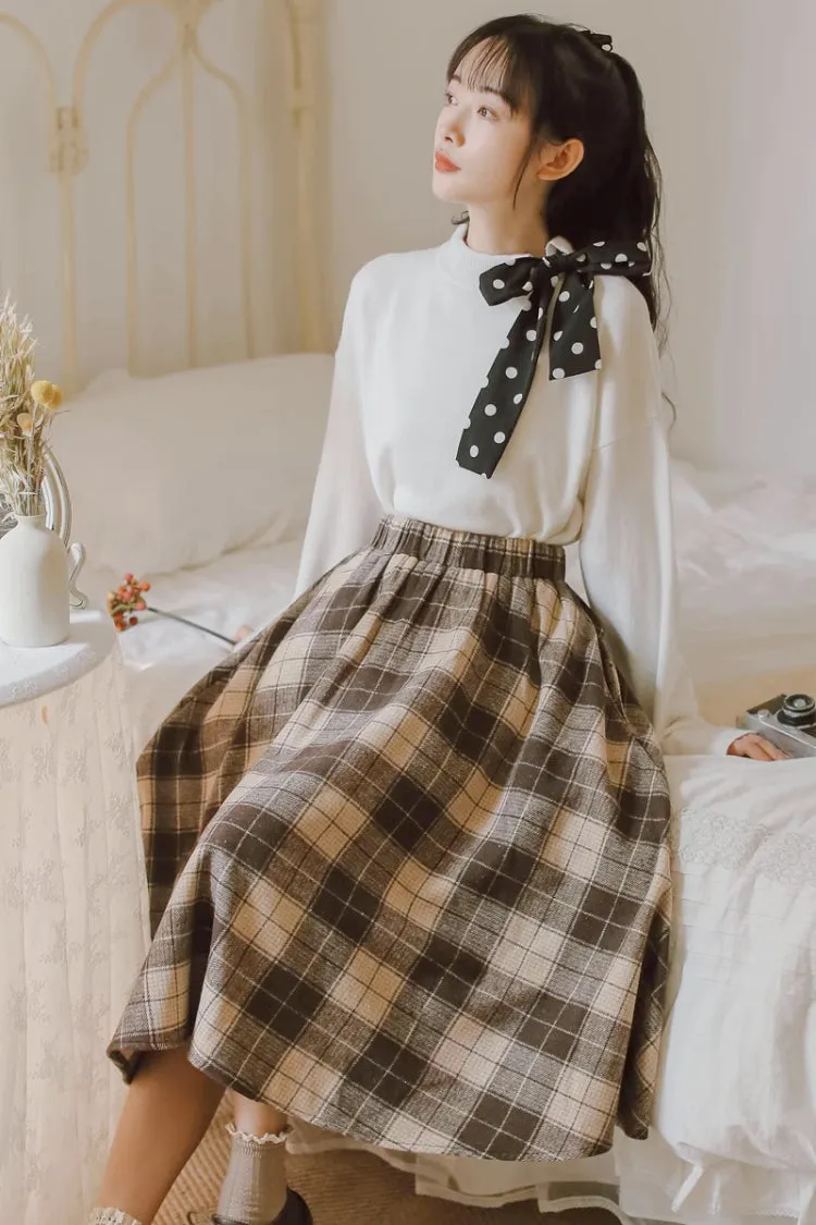 Tartan Plaid Circle Midi Skirt (3 Colors)