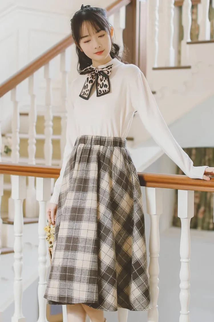 Tartan Plaid Circle Midi Skirt (3 Colors)