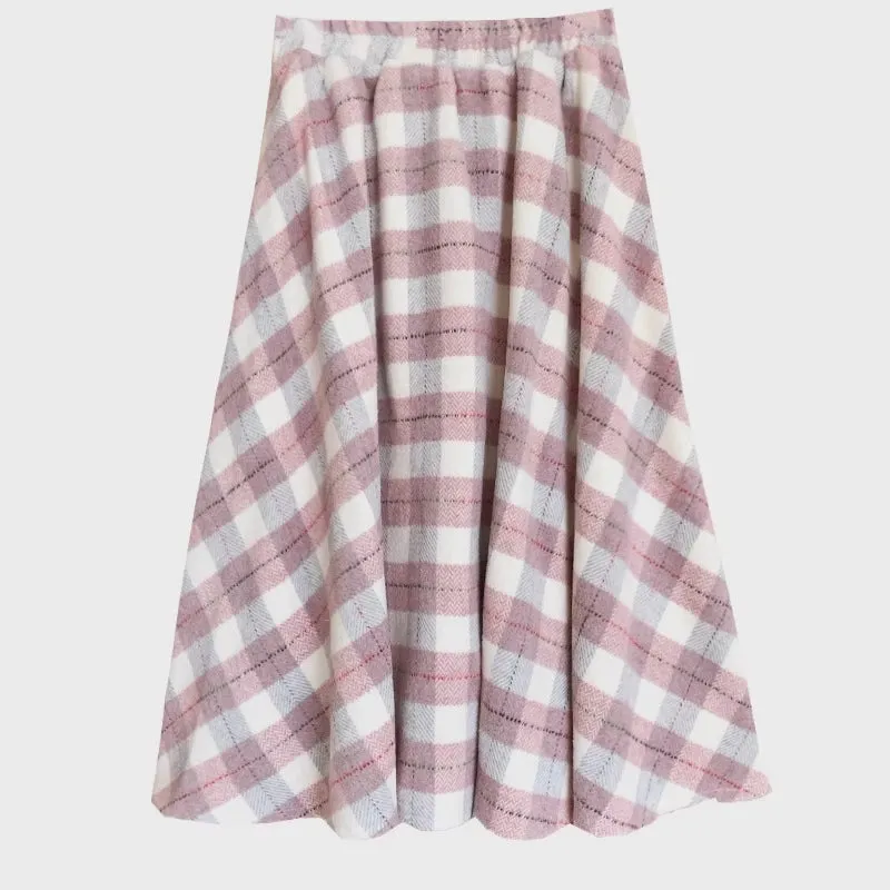 Tartan Plaid Circle Midi Skirt (3 Colors)