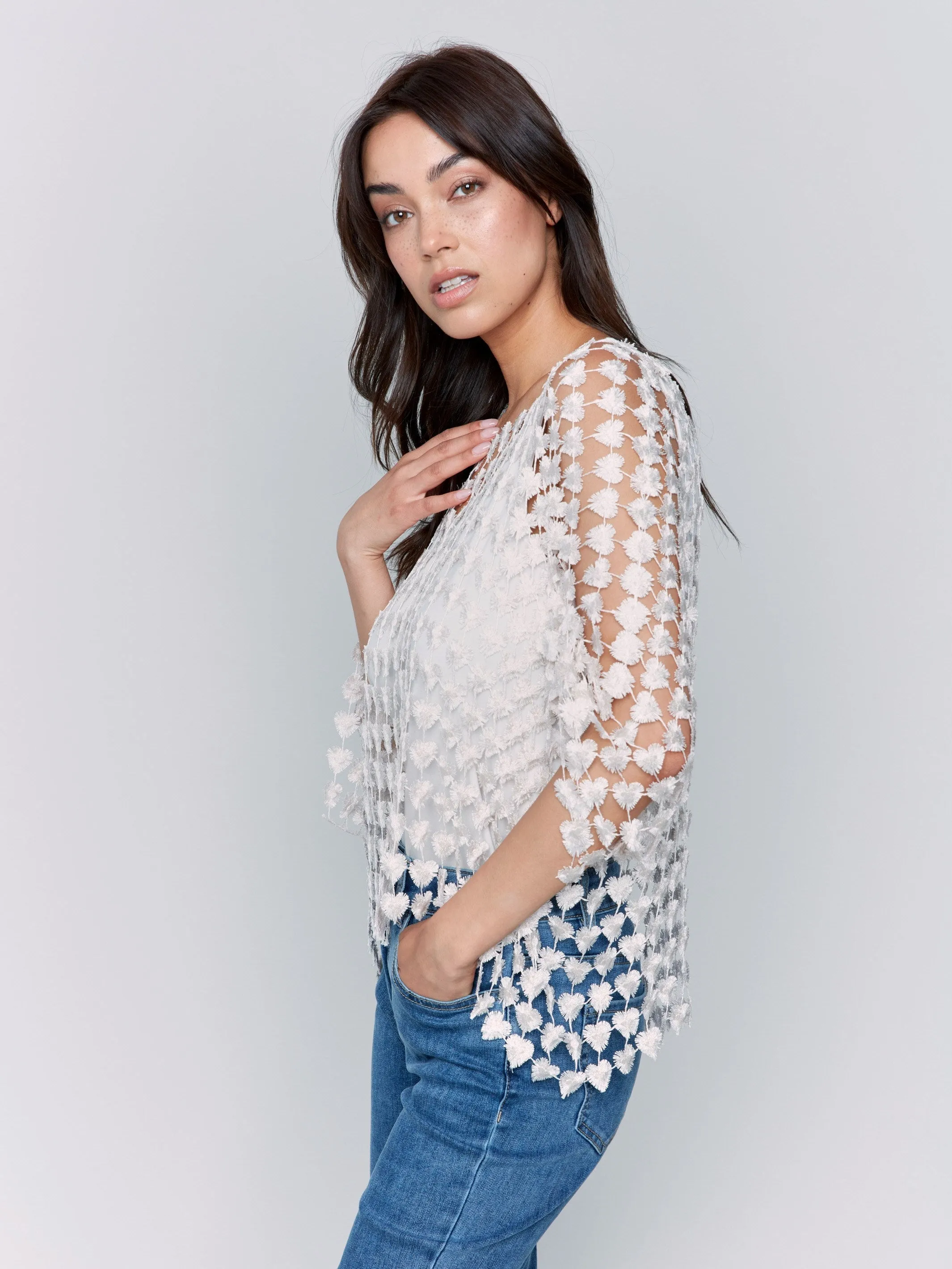 Textured Crochet Heart Top - Natural