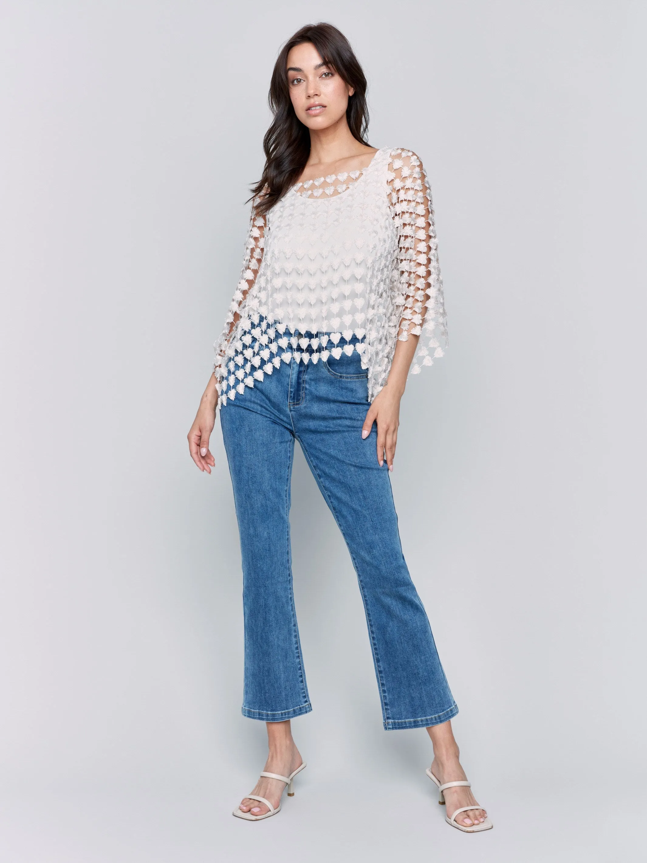 Textured Crochet Heart Top - Natural