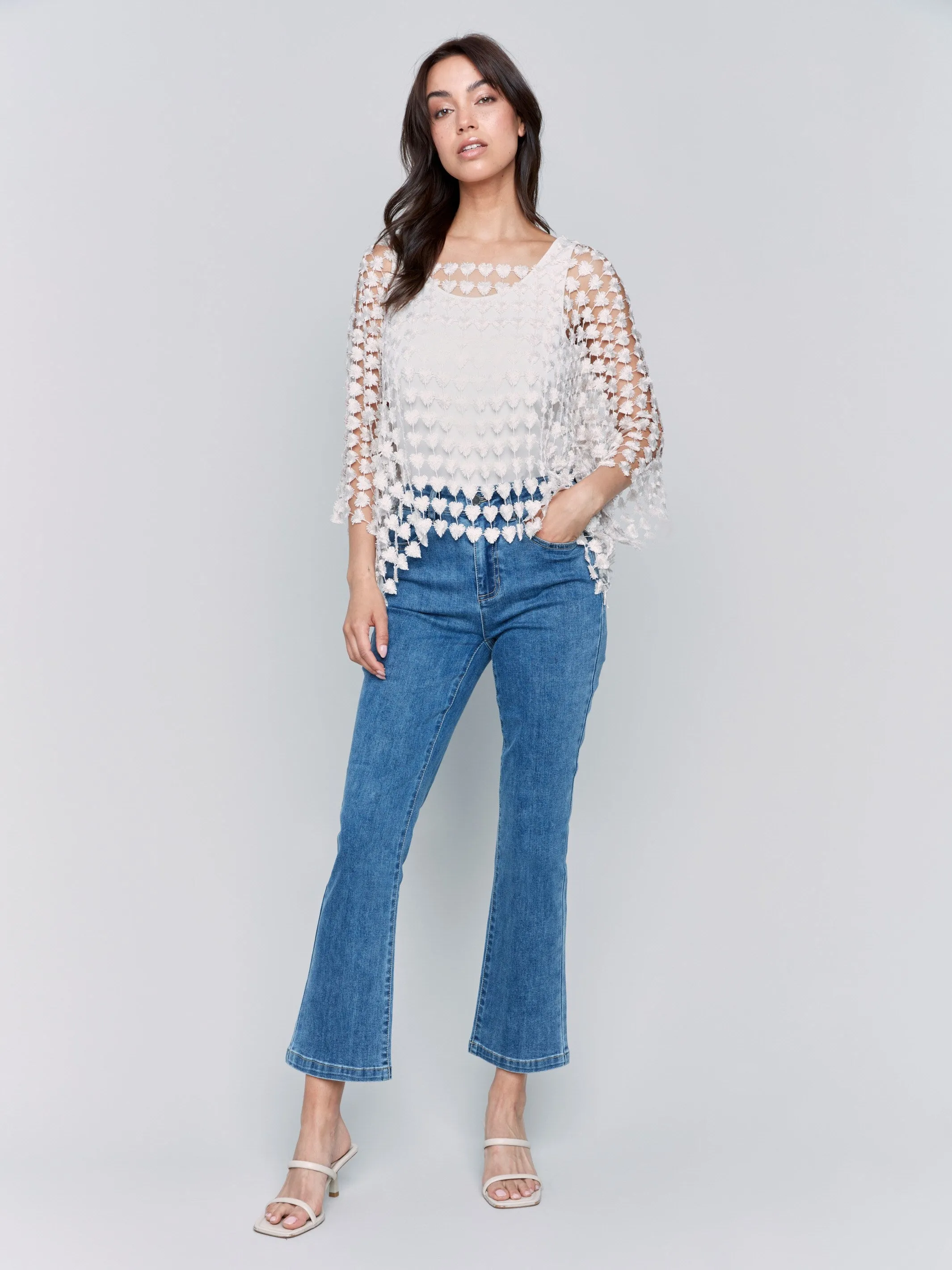 Textured Crochet Heart Top - Natural