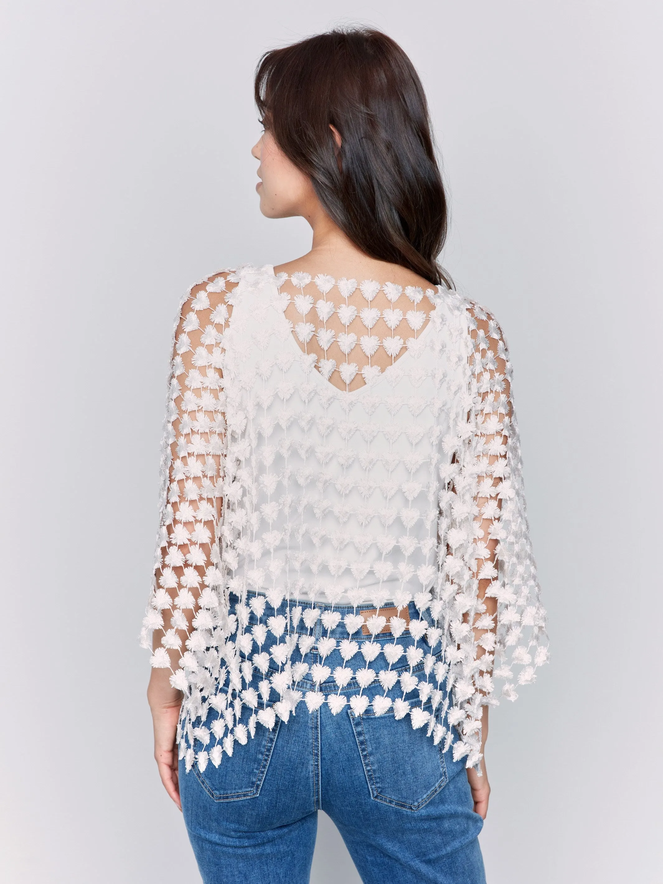 Textured Crochet Heart Top - Natural