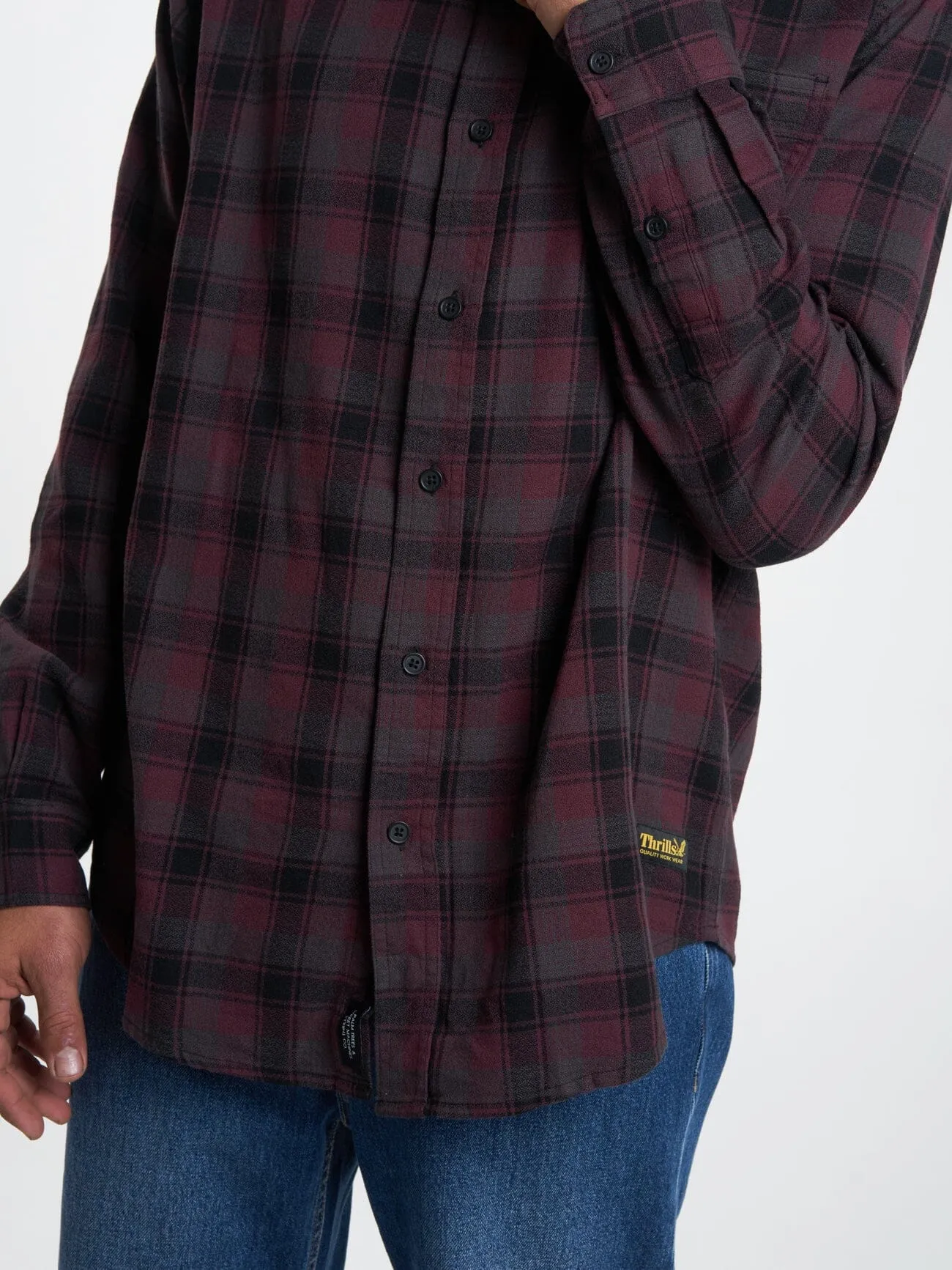 Thrills Union Check Long Sleeve Shirt - Wine