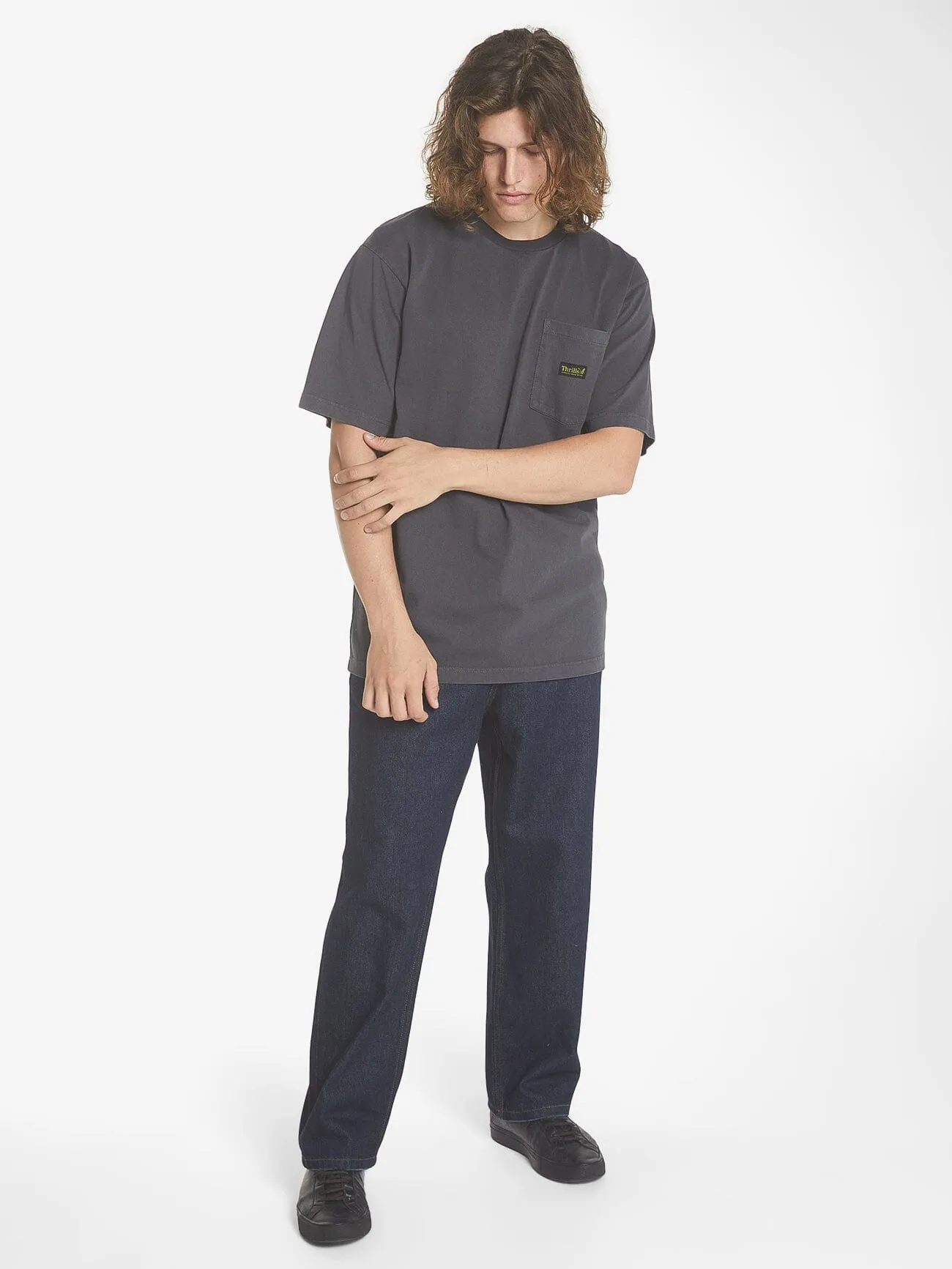 Thrills Union Oversize Fit Pocket Tee - Dark Charcoal