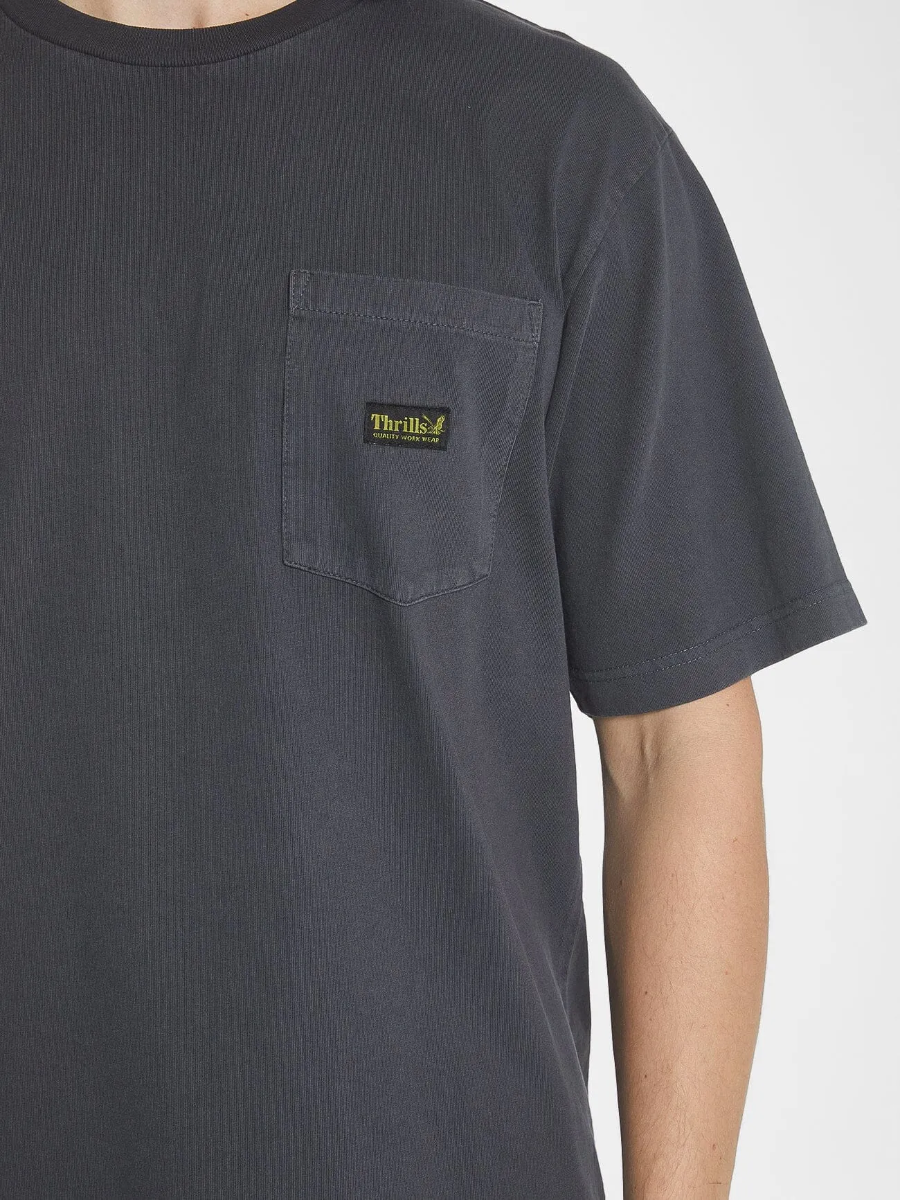 Thrills Union Oversize Fit Pocket Tee - Dark Charcoal