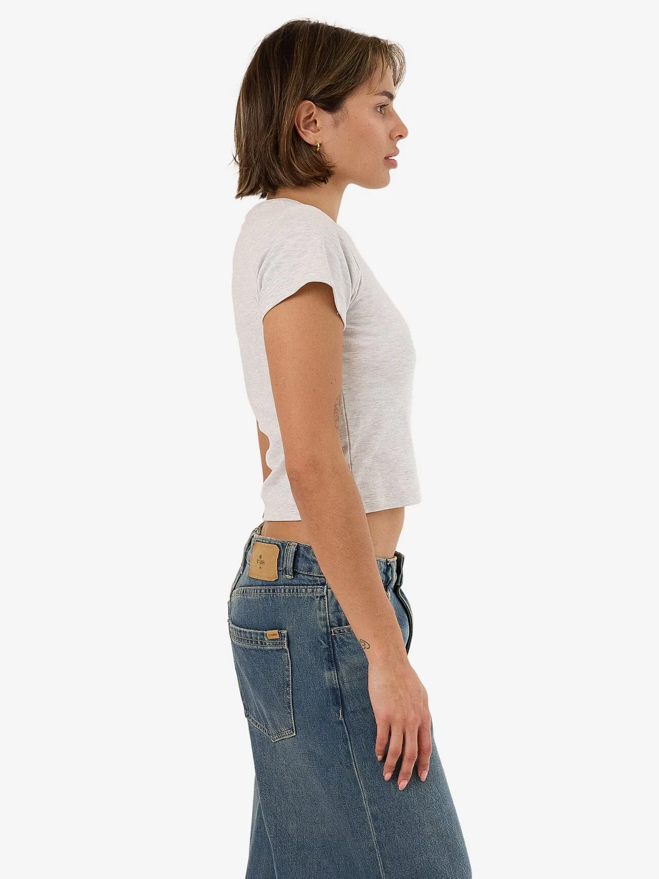 Thrills Workwear Embro Mini Tee - White Marle