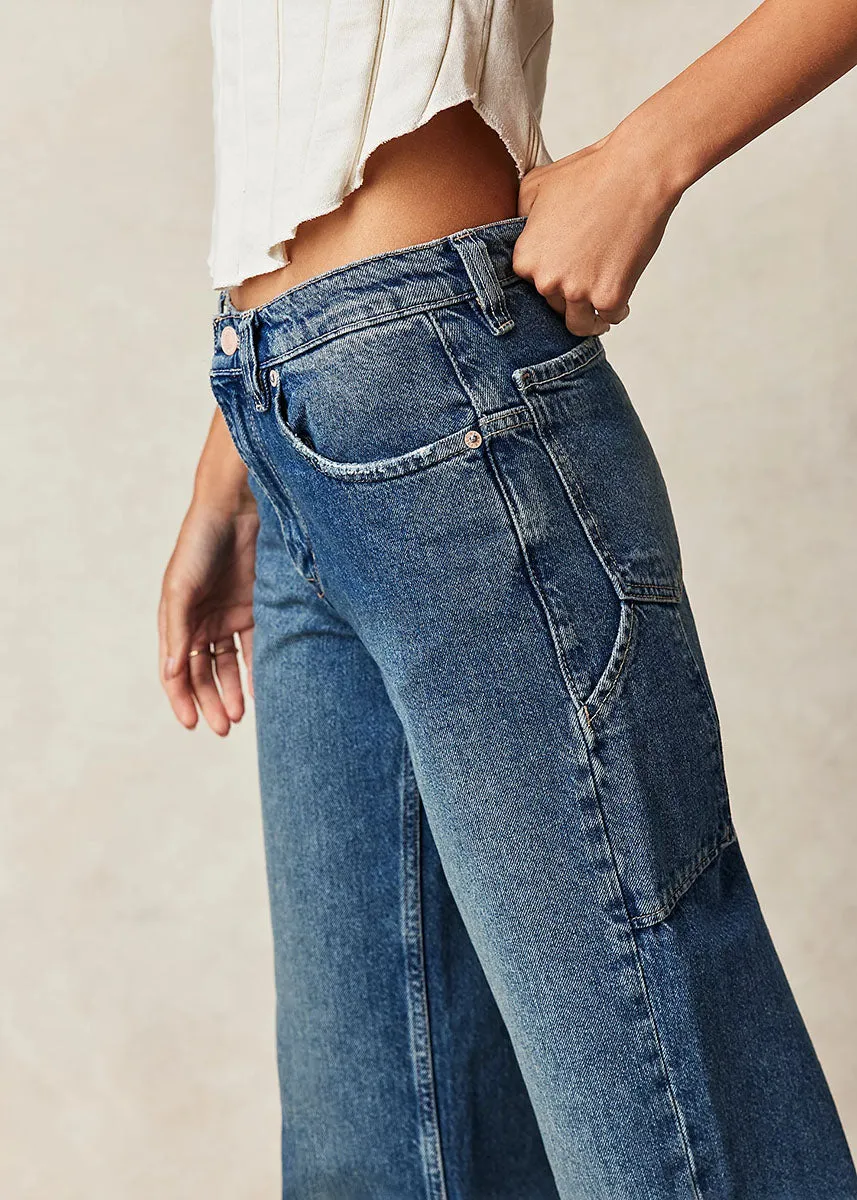 Tinsley Baggy High-Rise Jeans - Hazey Blue
