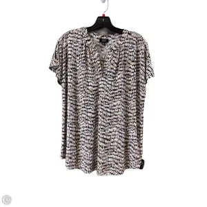 Top Short Sleeve Basic By Jones New York In Brown & White, Size: L