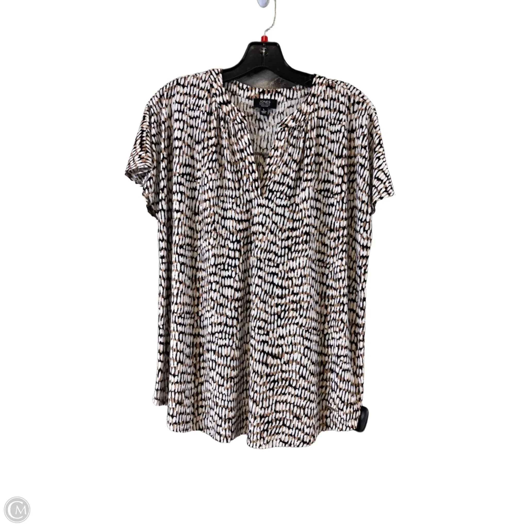 Top Short Sleeve Basic By Jones New York In Brown & White, Size: L