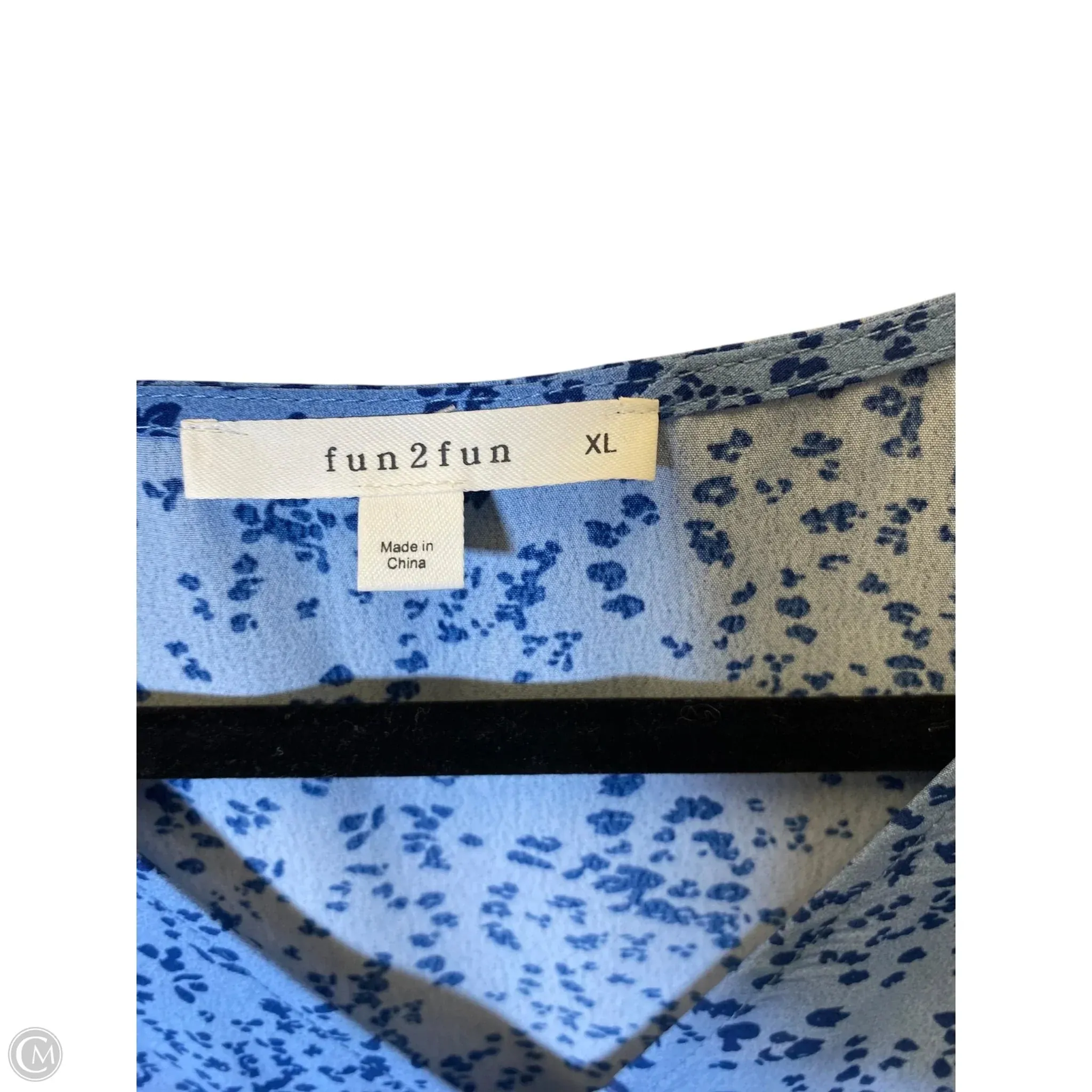 Top Short Sleeve By Fun 2 Fun In Blue, Size: Xl