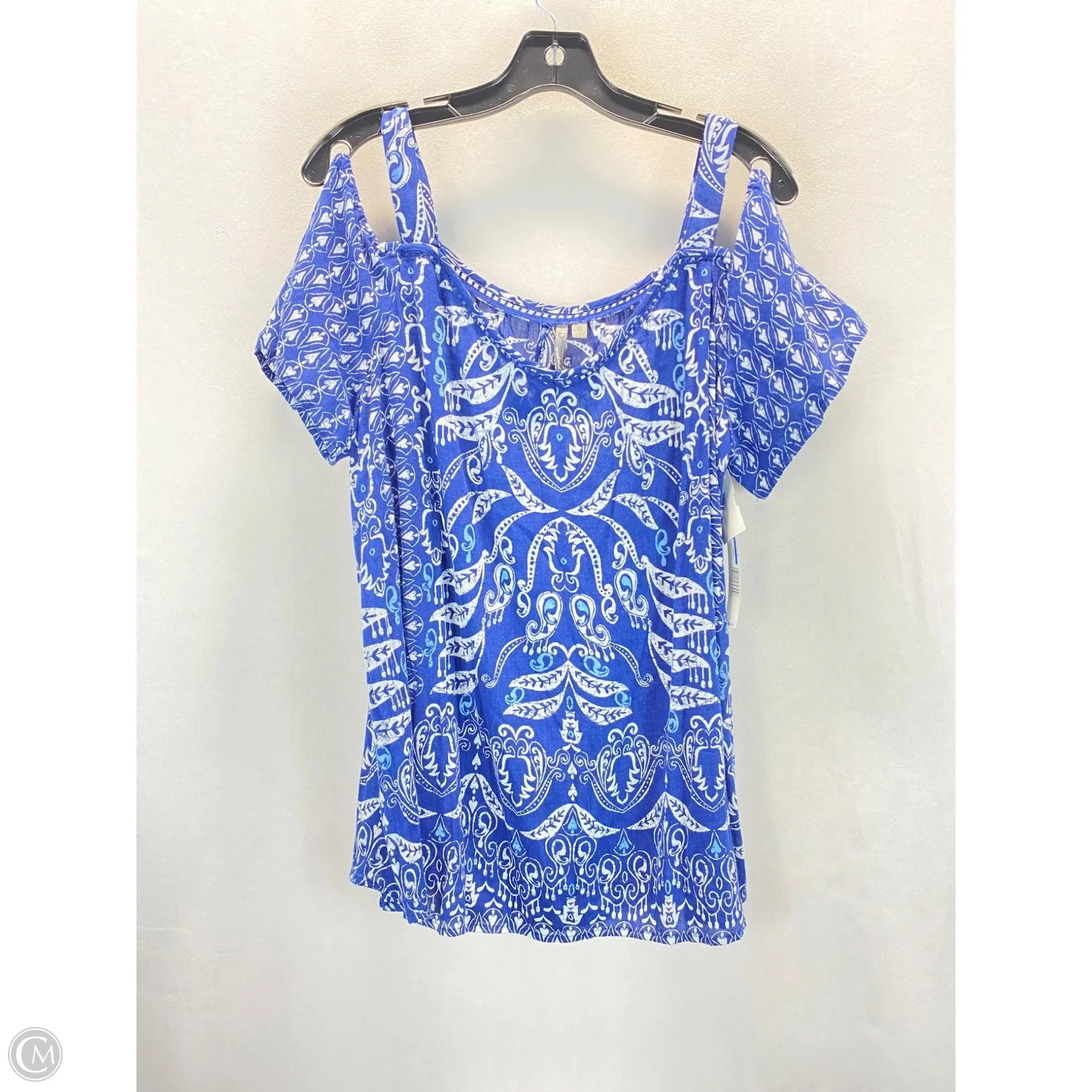 Top Short Sleeve By New Directions In Brown & White, Size: Xl