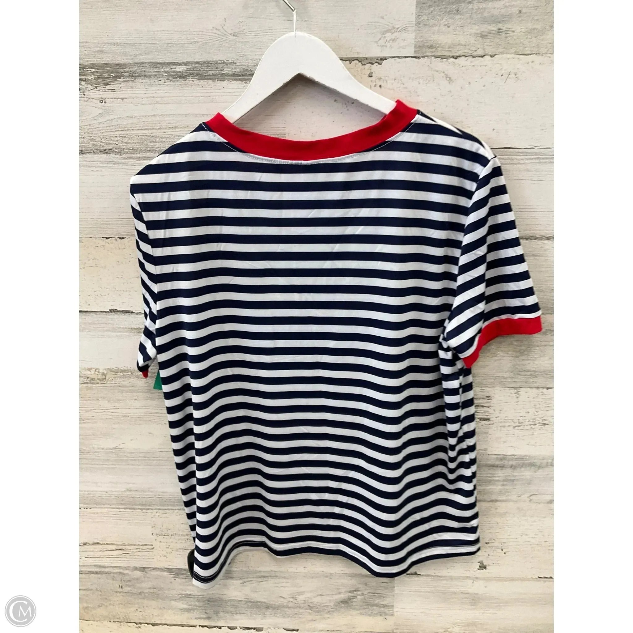 Top Short Sleeve By Shein In Blue & Red & White, Size: L