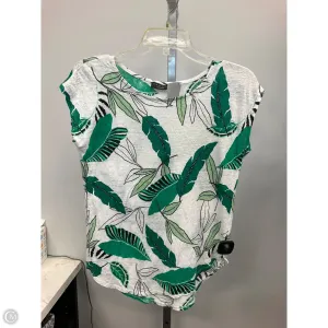 Top Short Sleeve By Tahari By Arthur Levine In Green & White, Size: M