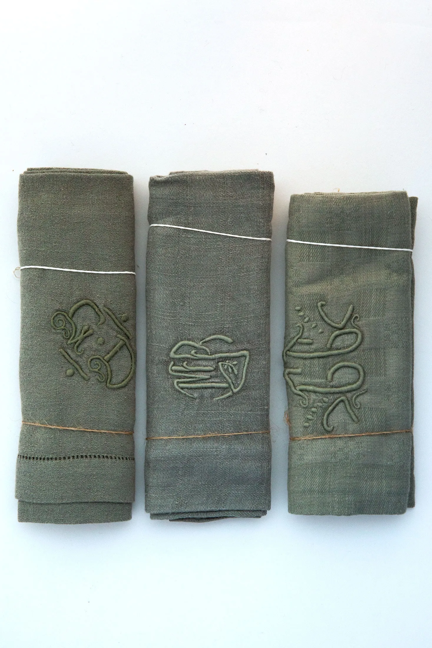 Vintage Hand Dyed Sage Napkin