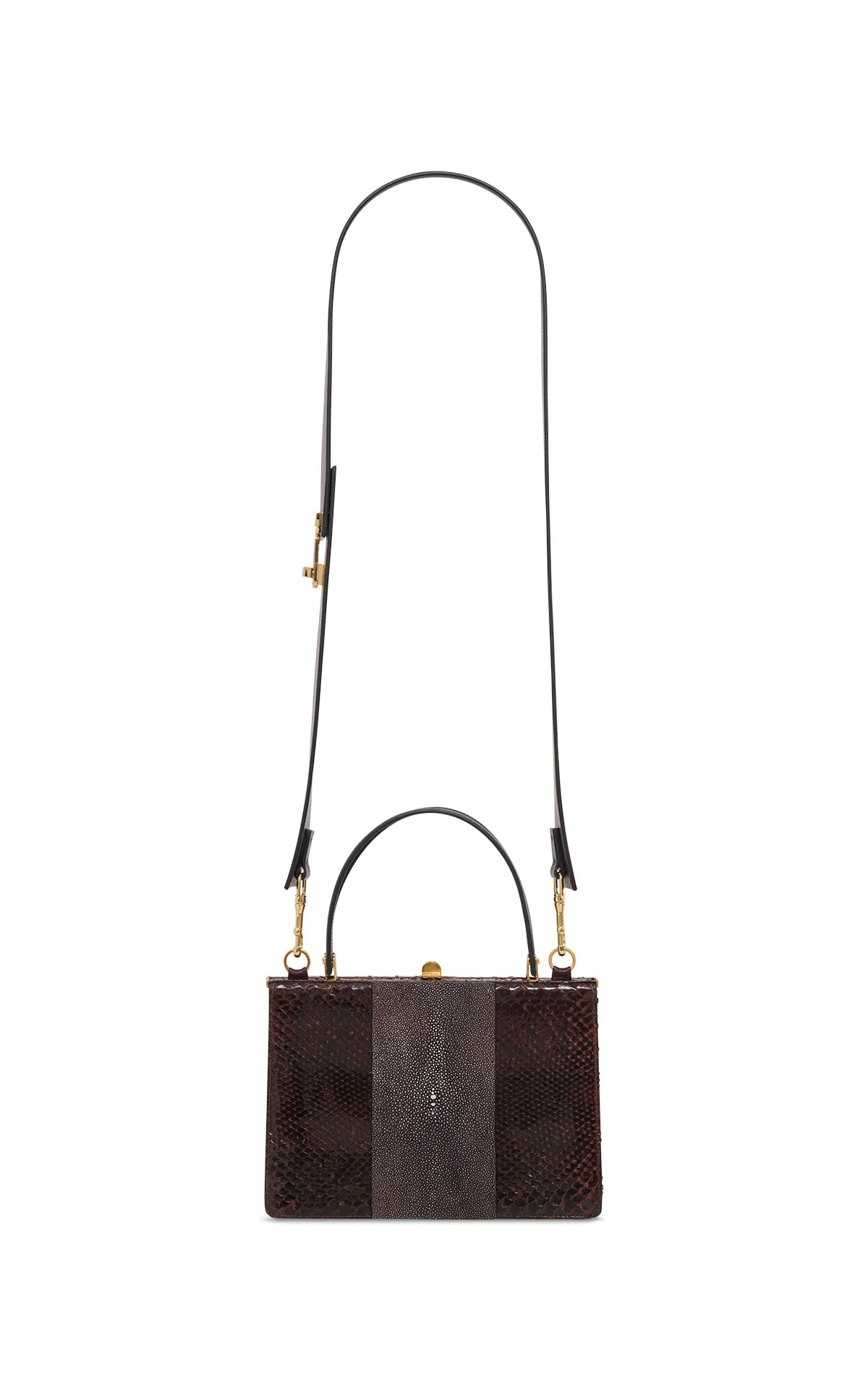 Vintage No.1 Bag in Chocolate Snakeskin & Black Stingray Leather