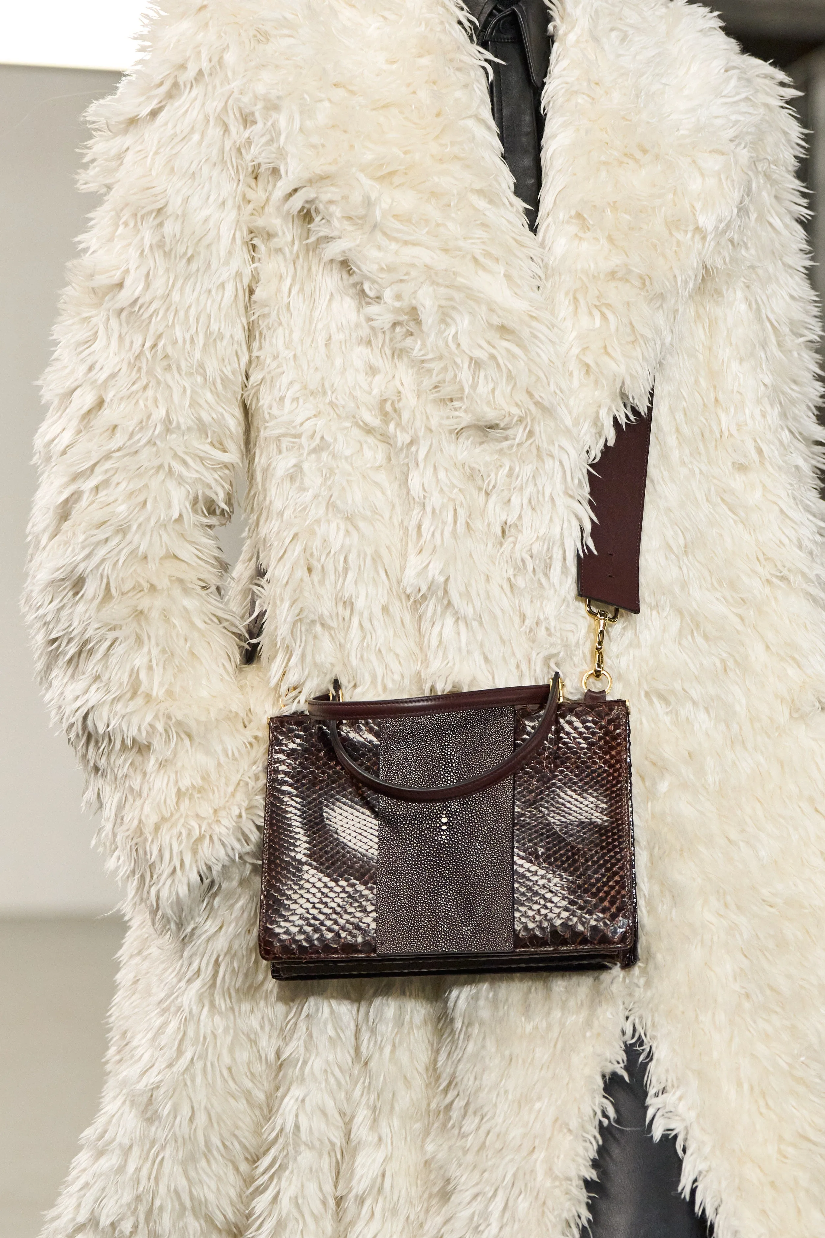 Vintage No.1 Bag in Chocolate Snakeskin & Black Stingray Leather