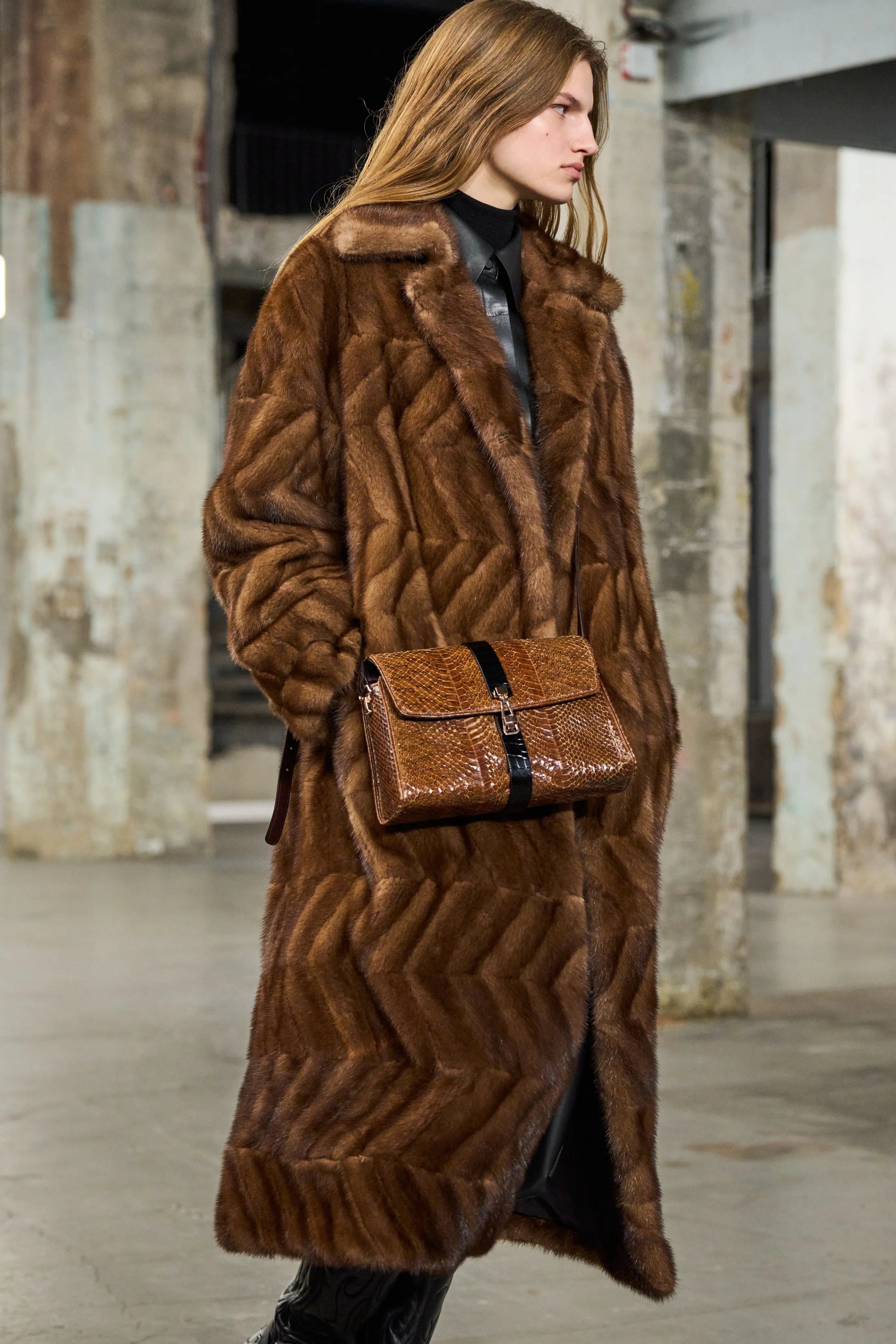 Vintage No.3 Bag in Cognac Snakeskin & Black Crocodile Leather