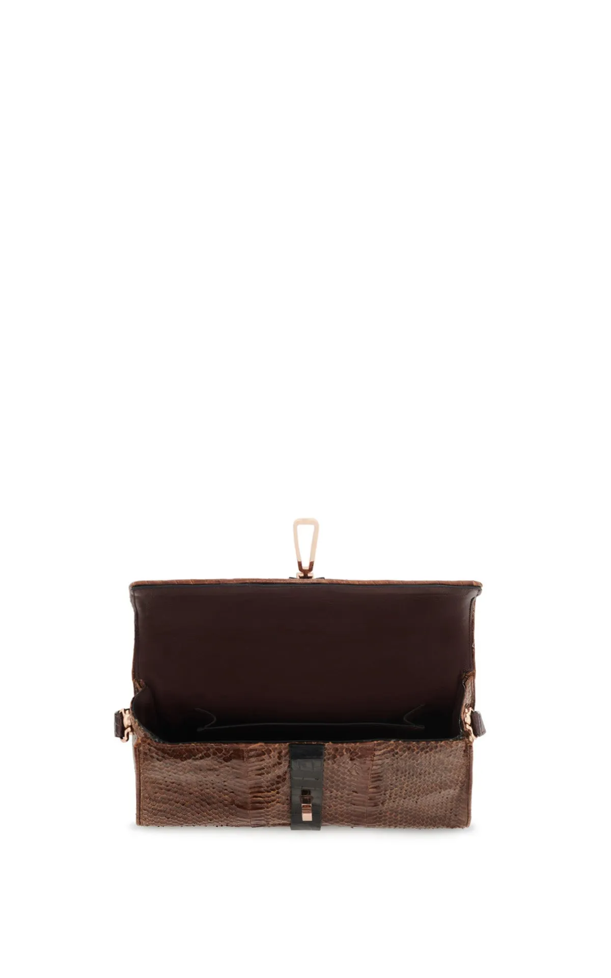 Vintage No.3 Bag in Cognac Snakeskin & Black Crocodile Leather
