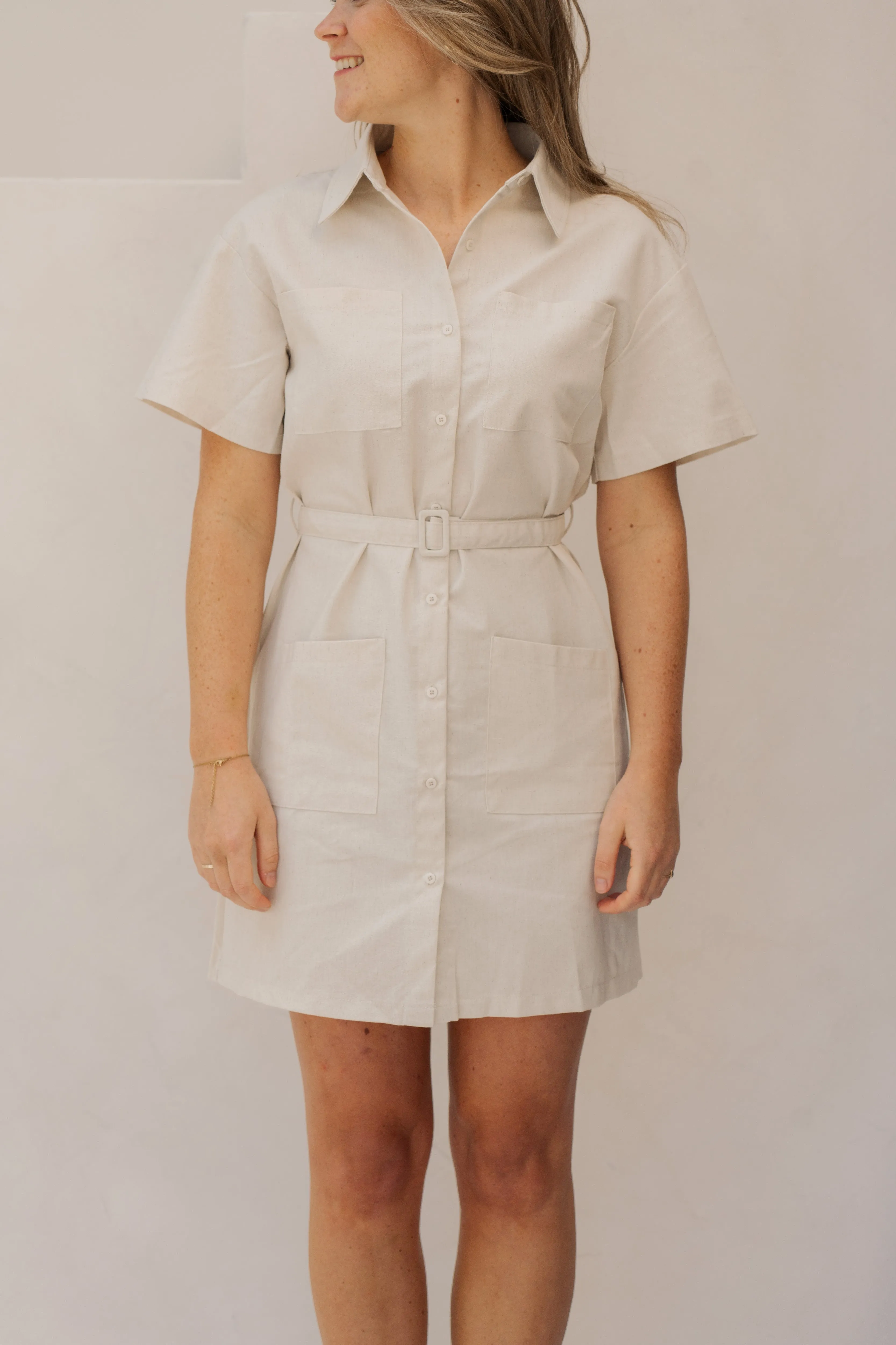 Wave dress beige