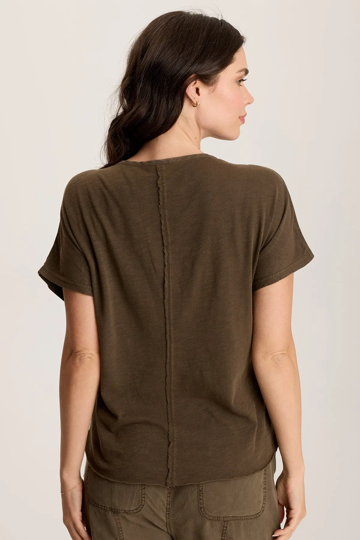 Werner Twill Ruched Cord Relaxed V-Neck Tee