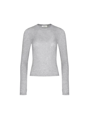 Womens 365 Cotton-Stretch Long-Sleeved Top—grey-marl