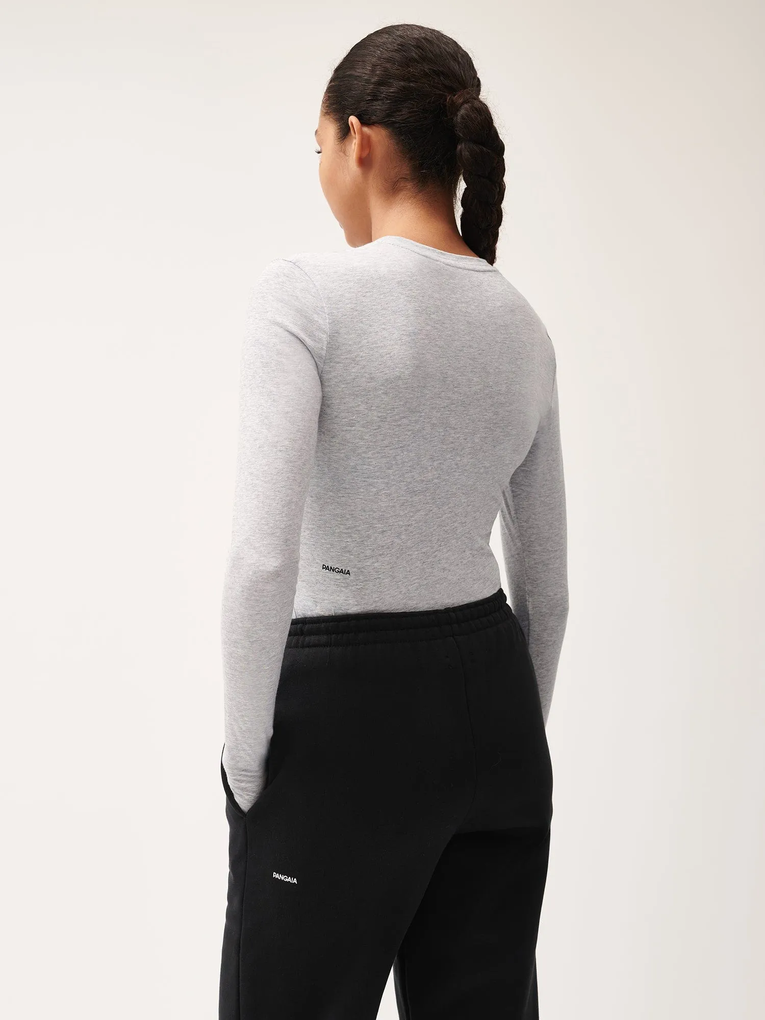 Womens 365 Cotton-Stretch Long-Sleeved Top—grey-marl
