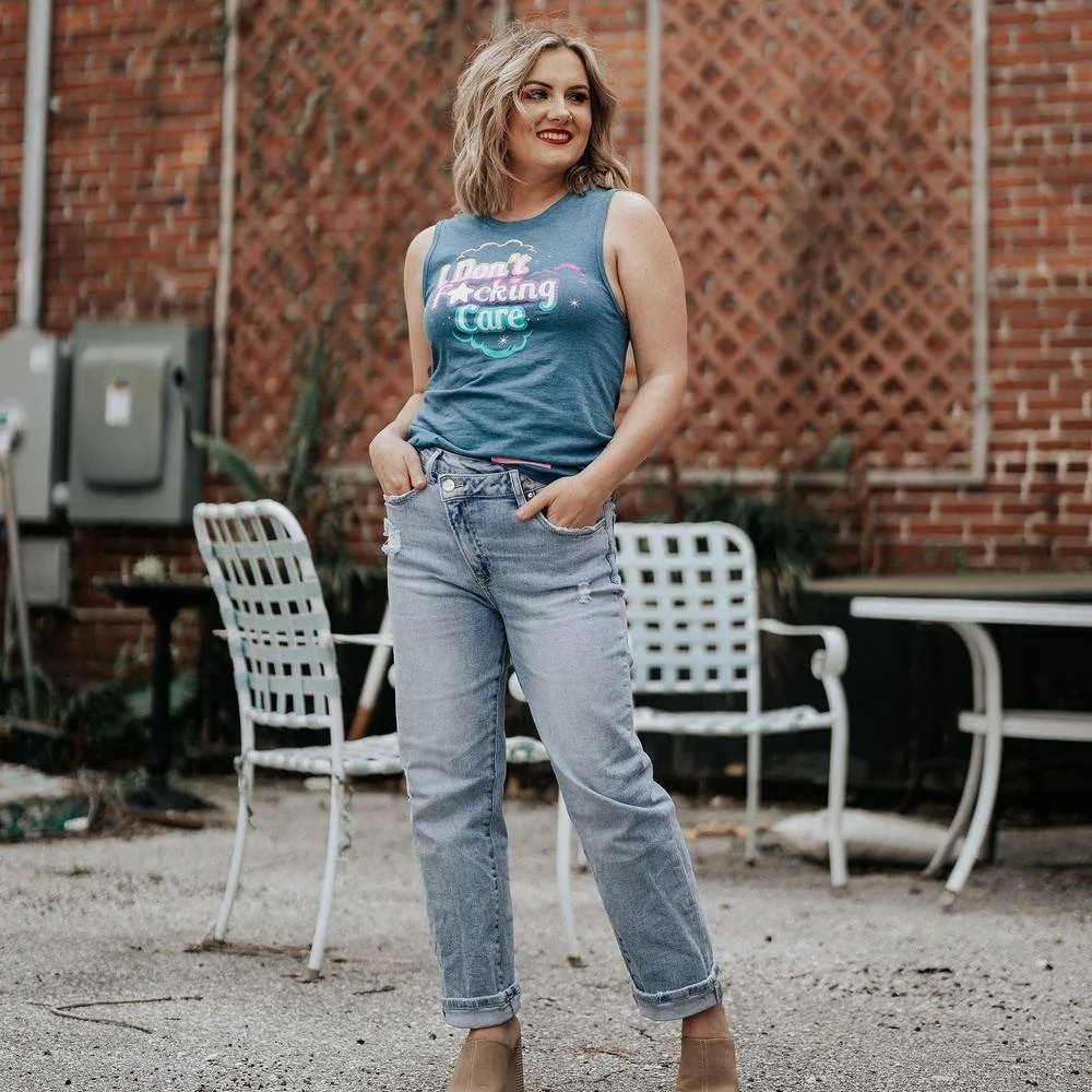 Women's I Don't F*cking Care Everyday Tank - Heather Blue