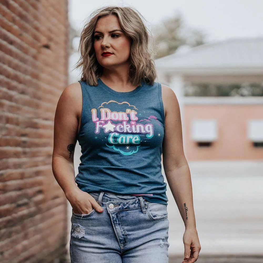 Women's I Don't F*cking Care Everyday Tank - Heather Blue