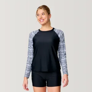 Women's Long Sleeve Swim Shirt with Built-in Bra