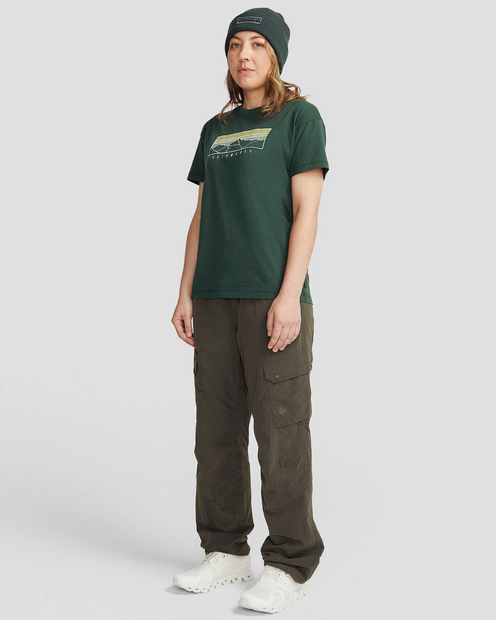 Women's Mountain Sunset Organic Cotton T-shirt - Deep Forest