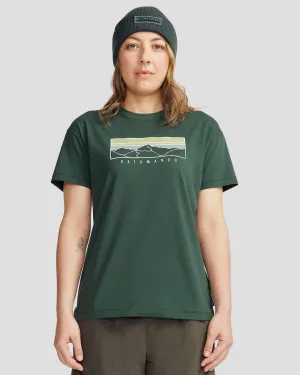 Women's Mountain Sunset Organic Cotton T-shirt - Deep Forest