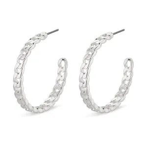 Yggdrasil Silver Plated Large Chain Hoops