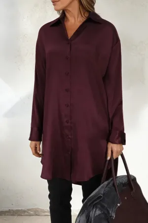 ZURI ONE-SIZE TUNIC IN SILK CHARMEUSE BORDEAUX